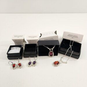 Avon Monaco Nights Drop Earrings Pendant Necklace Gift Sets Purple & Red NEW